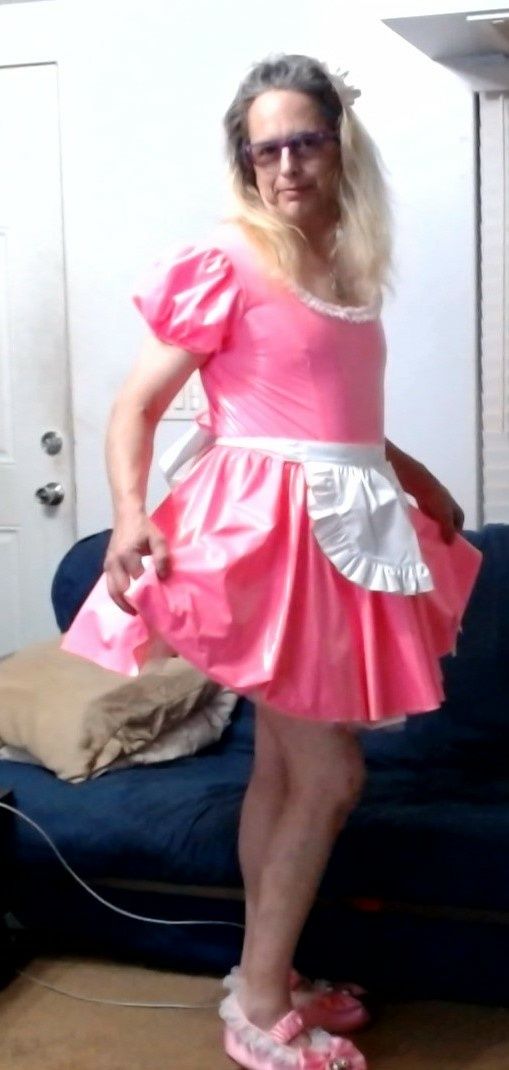 Sissy Slut Ashley Jolene Modeling A PVC sissy maid uniform #4