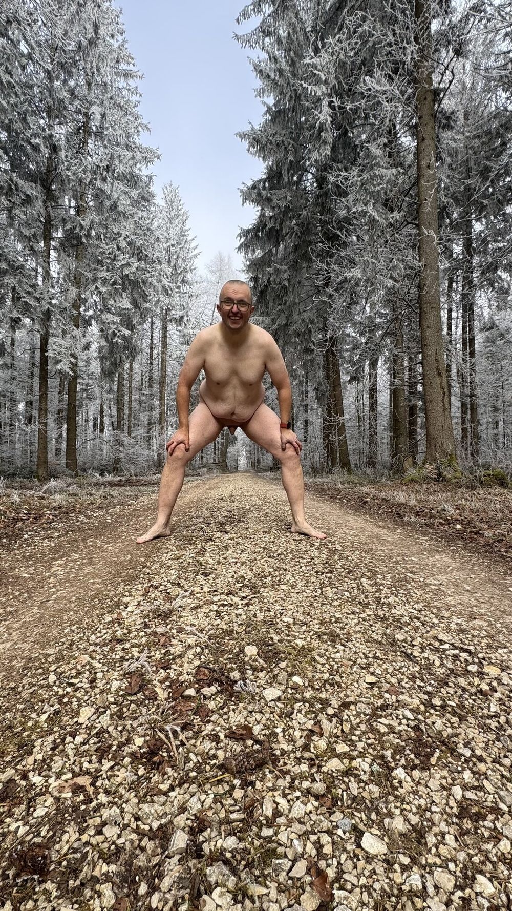 the faggot Christoph naked in the forest #2