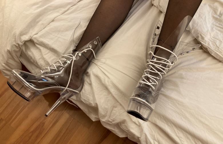 Clear PVC Plastic Boots and Nylons 2