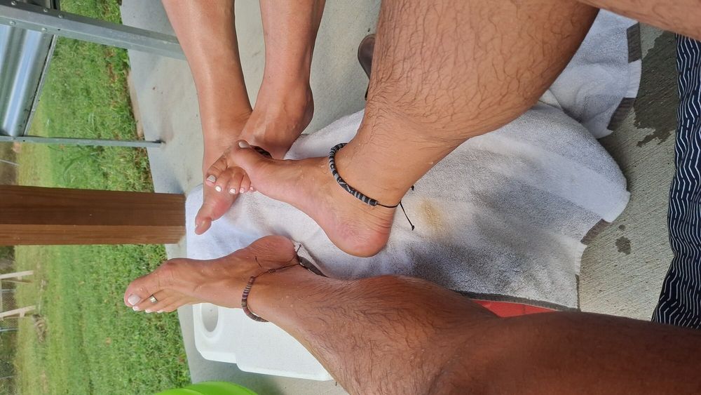 Tanning our legs and feet #15