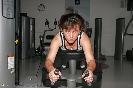 naked mature mothers do naked exercises at gym part          