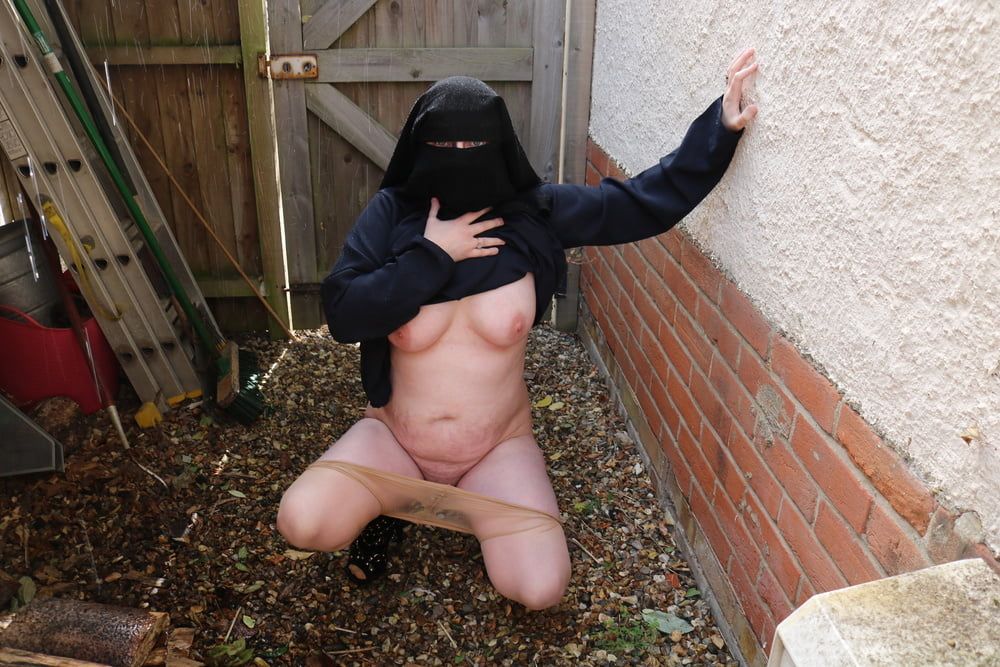 Burqa Outdoors Flashing in the Rain #6