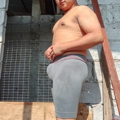 In Boxer (grey) - Under the sun - on my terrace