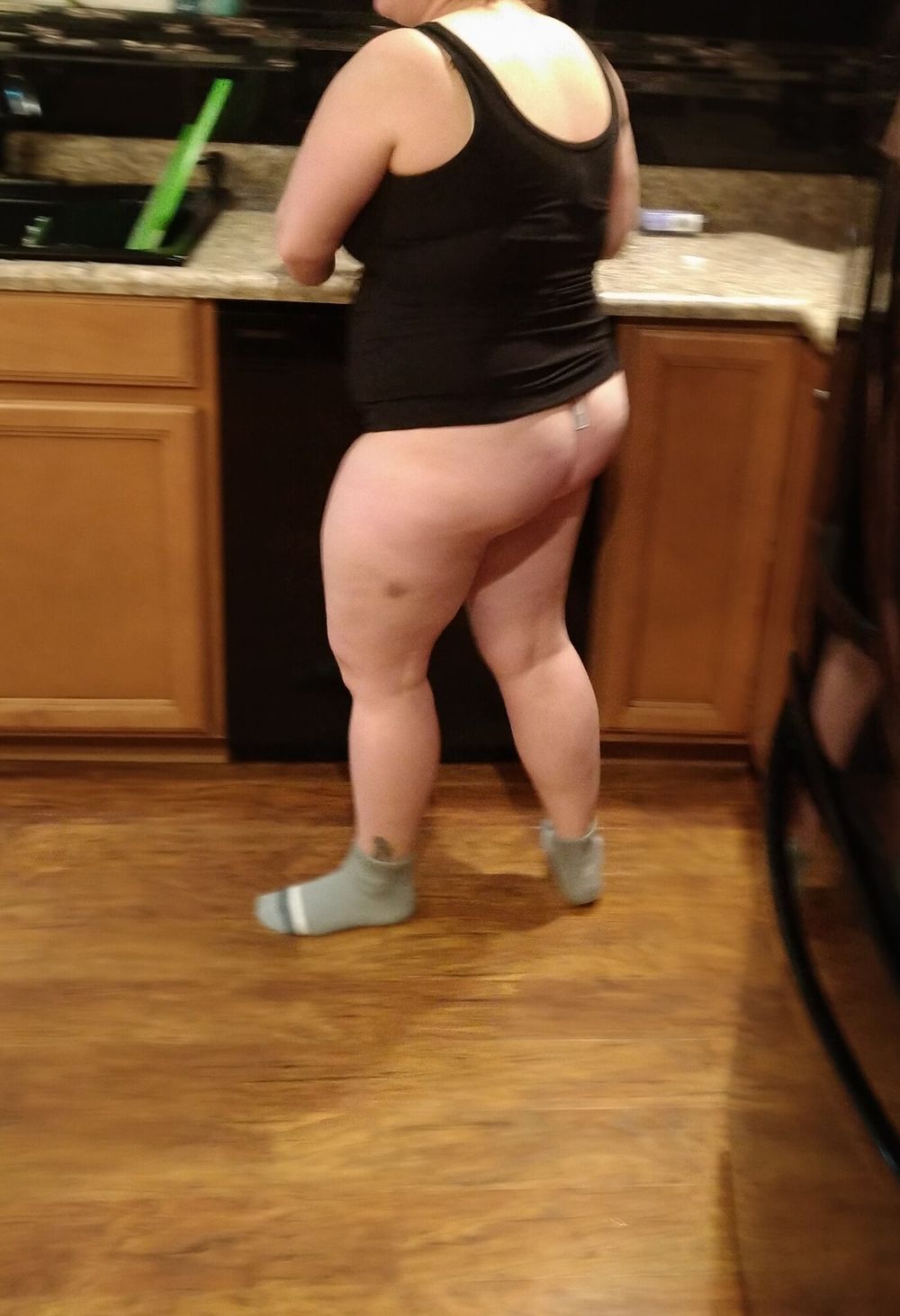 Sexy chubby wife cooking in thong  #8