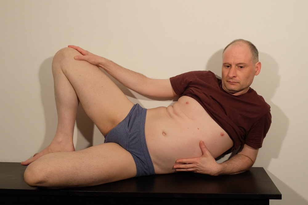 Jonathan strips naked and masturbates his uncut shaved cock  #7