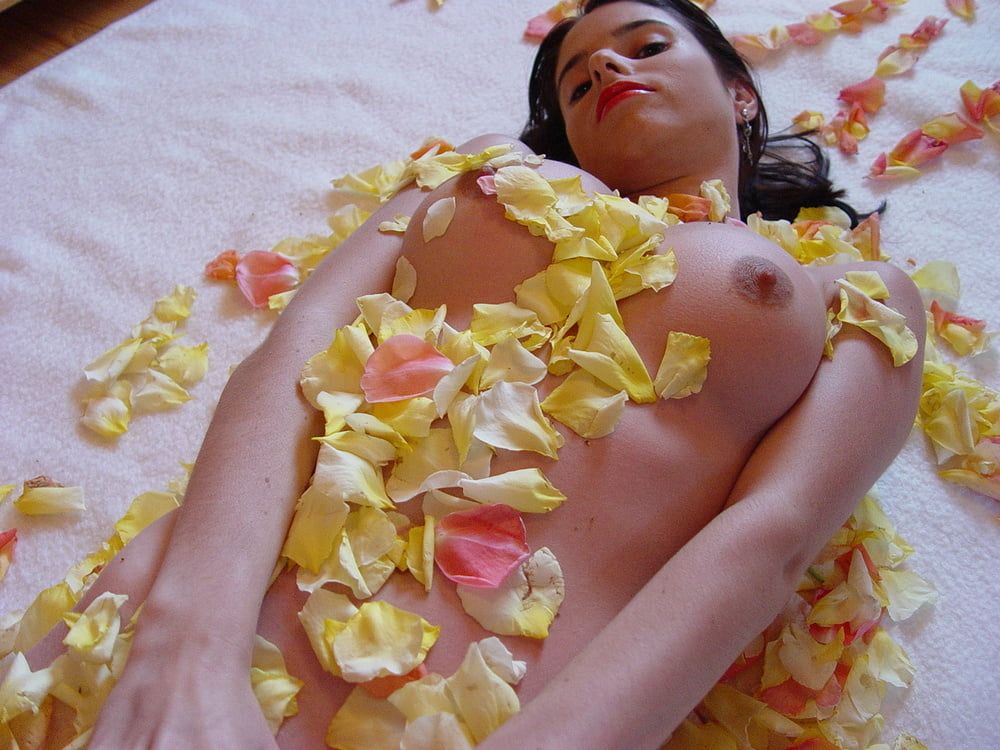 Playing with my pussy among the petals #4