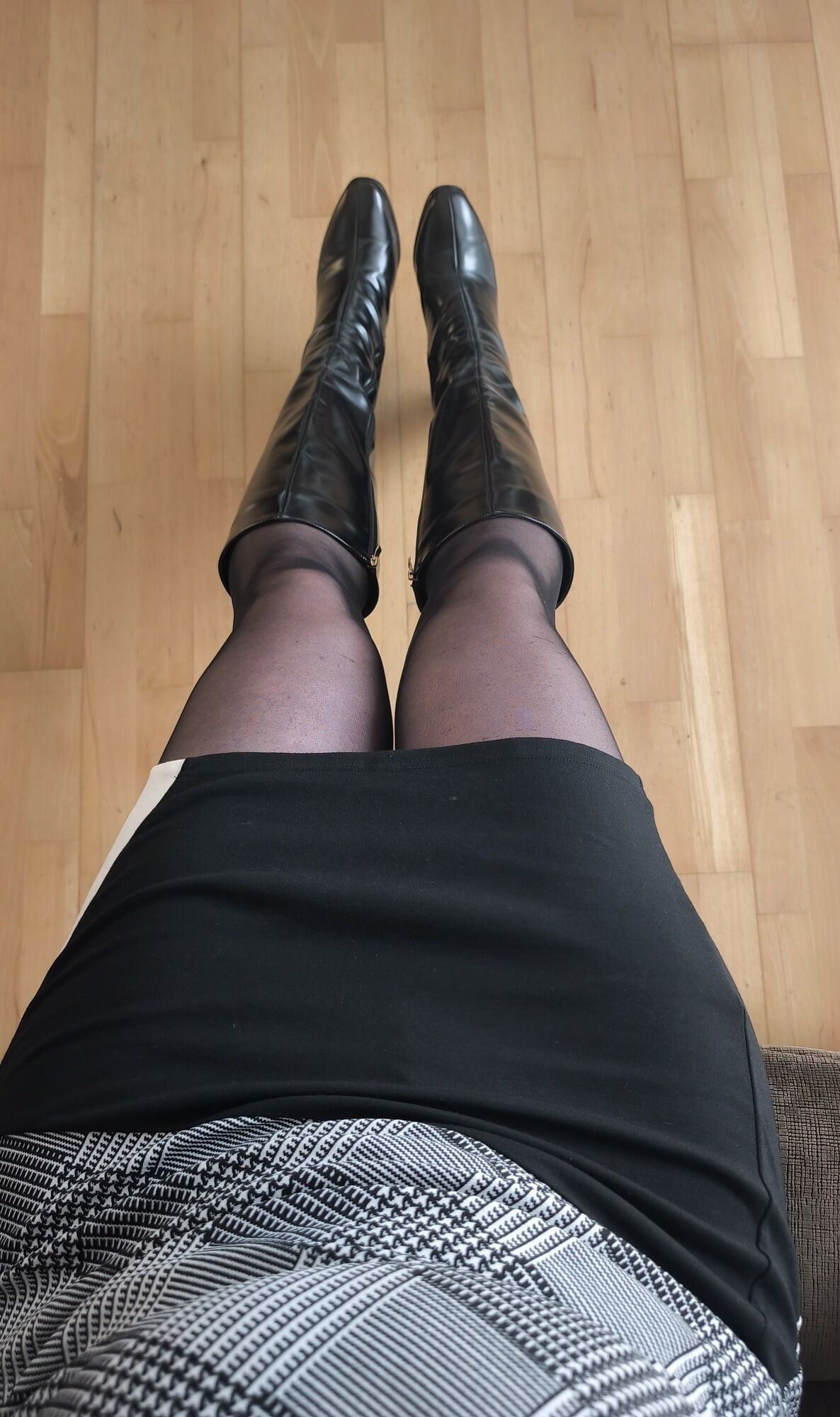 Black pantyhose and lovely short dress #37