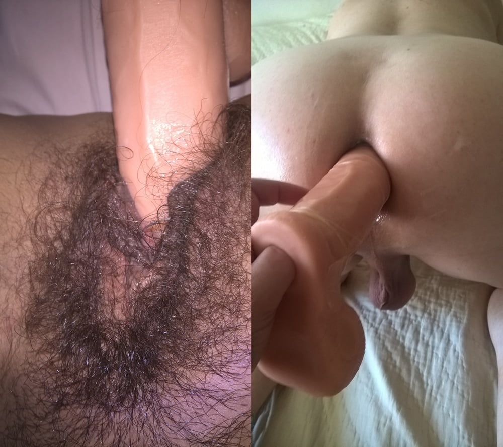 Hairy JoyTwoSex And Hubby Playing With Dildo #11
