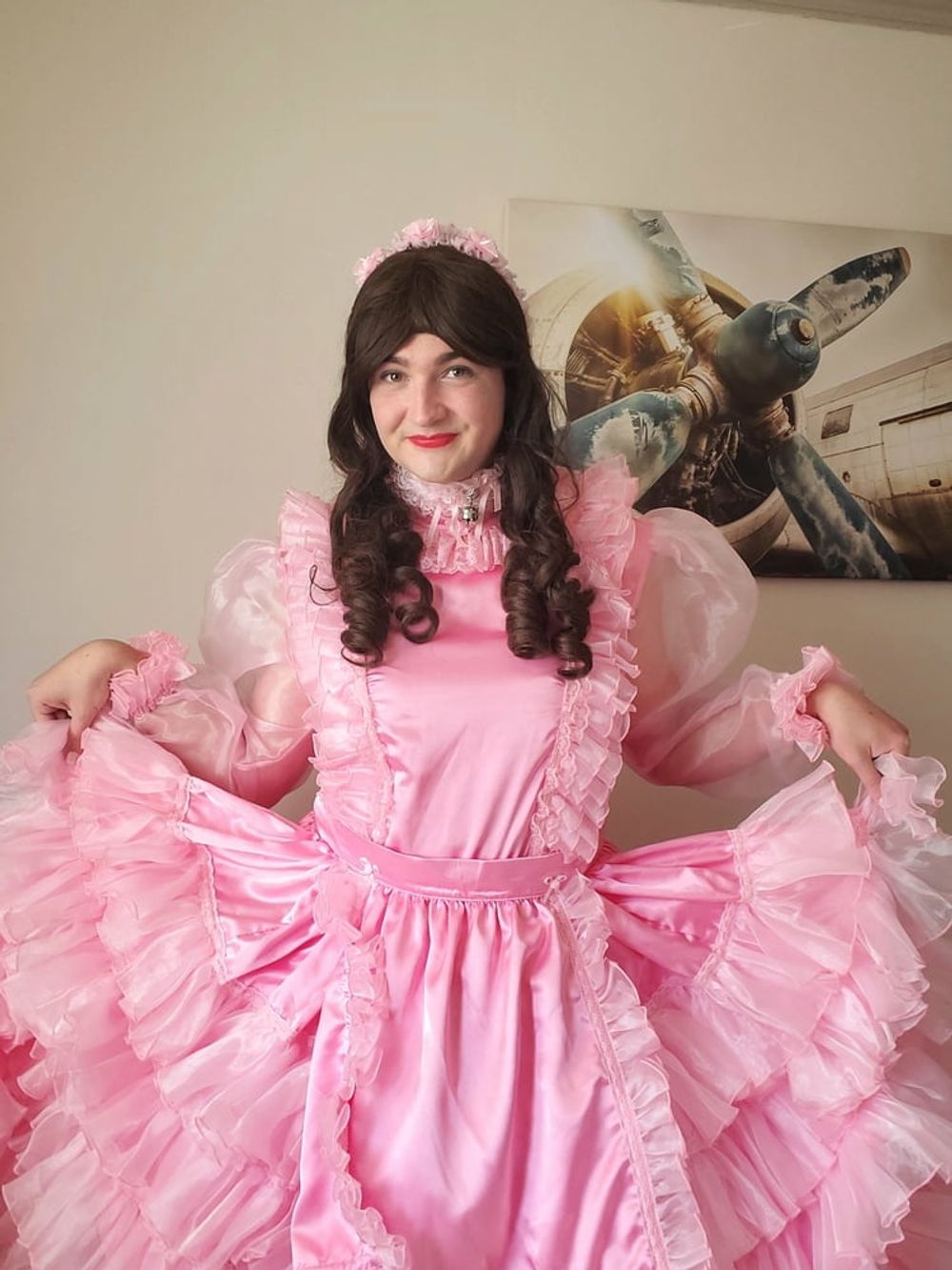 SIssy Long Frilly Pink Dress  #5