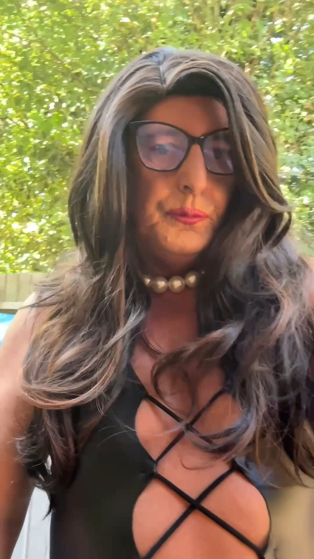 Sexy Crossdresser kellycd2022 in black pvc bodysuit and heel #17