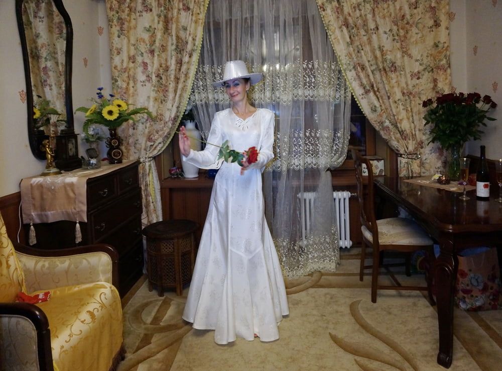 In Wedding Dress and White Hat #23