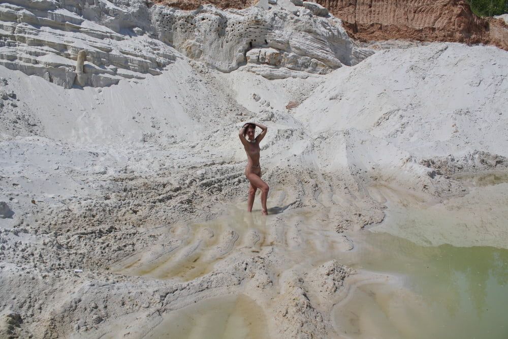 Bathing in white clay quarry #6