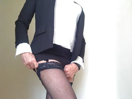 me as a sexy secretary black stockings black lingerie        