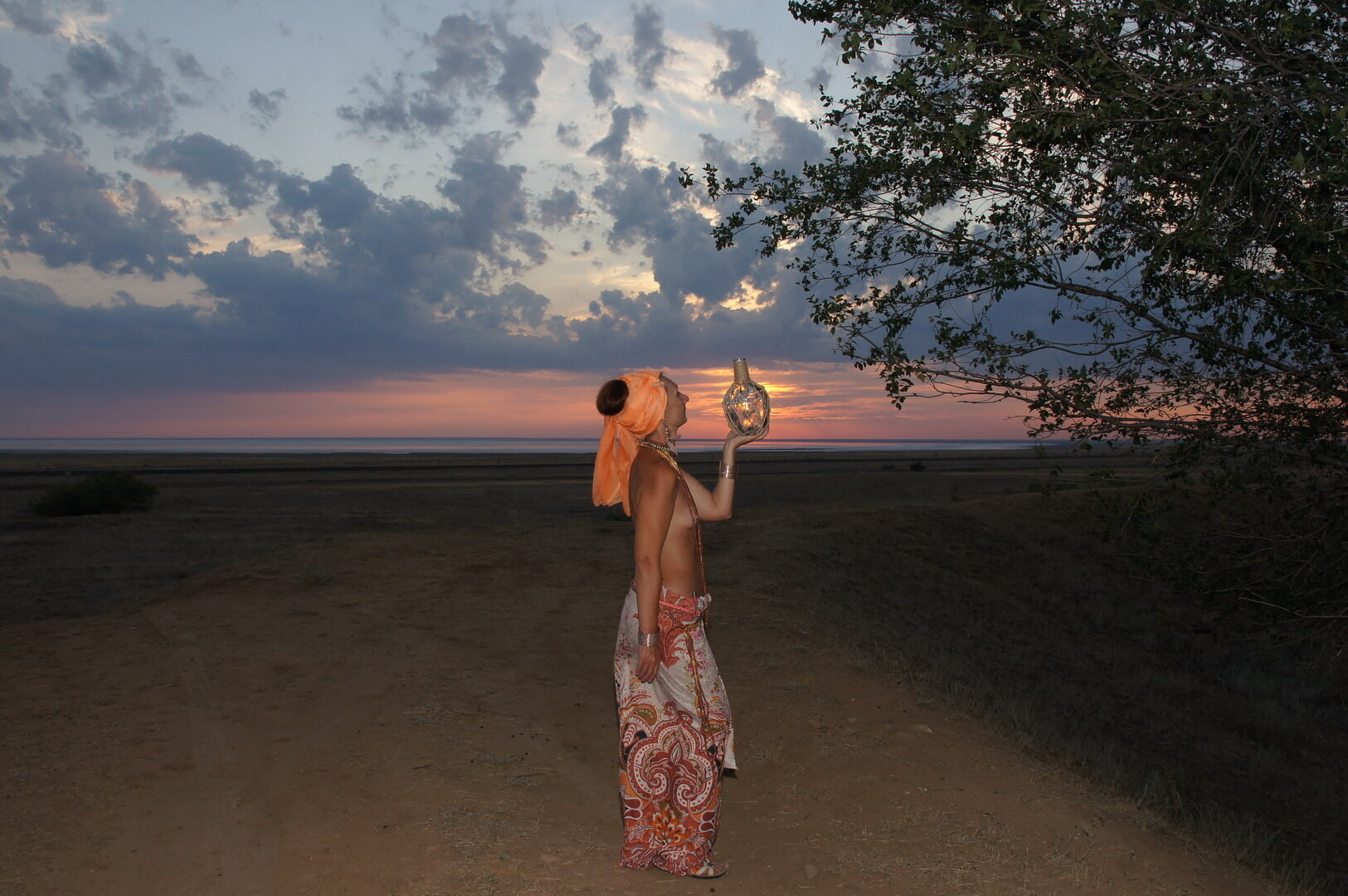 With a jug in the sunsetting sun #16