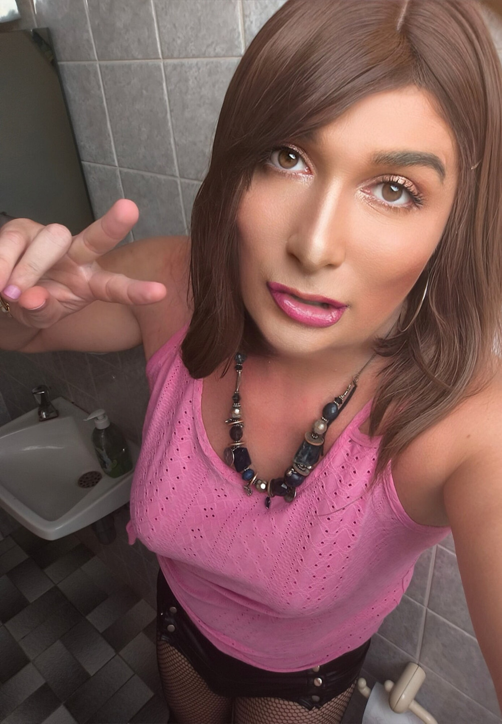 Mature Goddess dressed up in black and pink #17