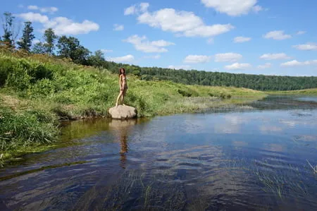 on the stone in volga river         