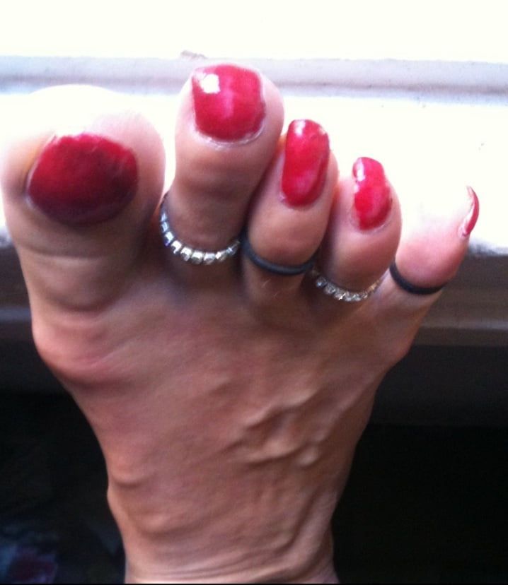 red toenails mix (older, dirty, toe ring, sandals mixed). #49