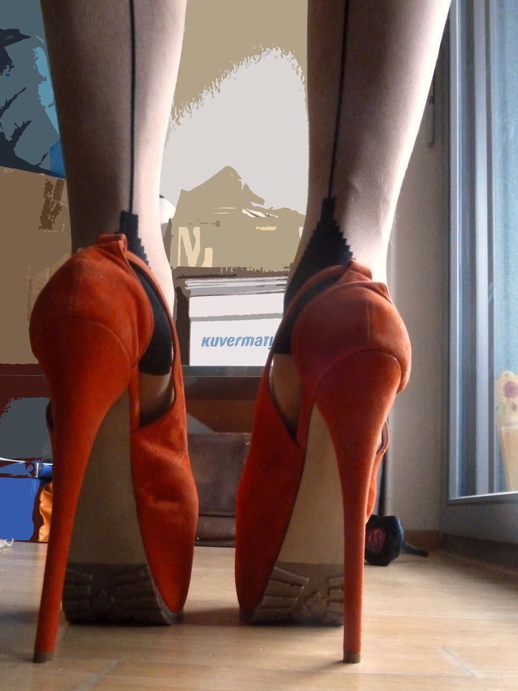 orange platform heels #7
