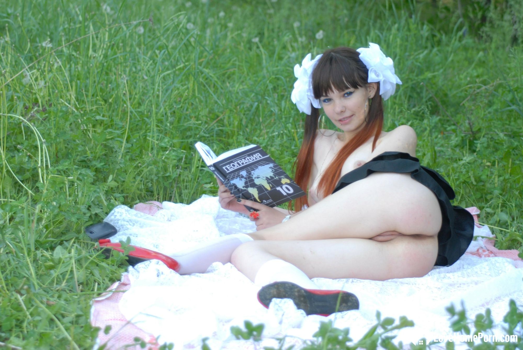 Schoolgirl turns a picnic into a teasing session #4