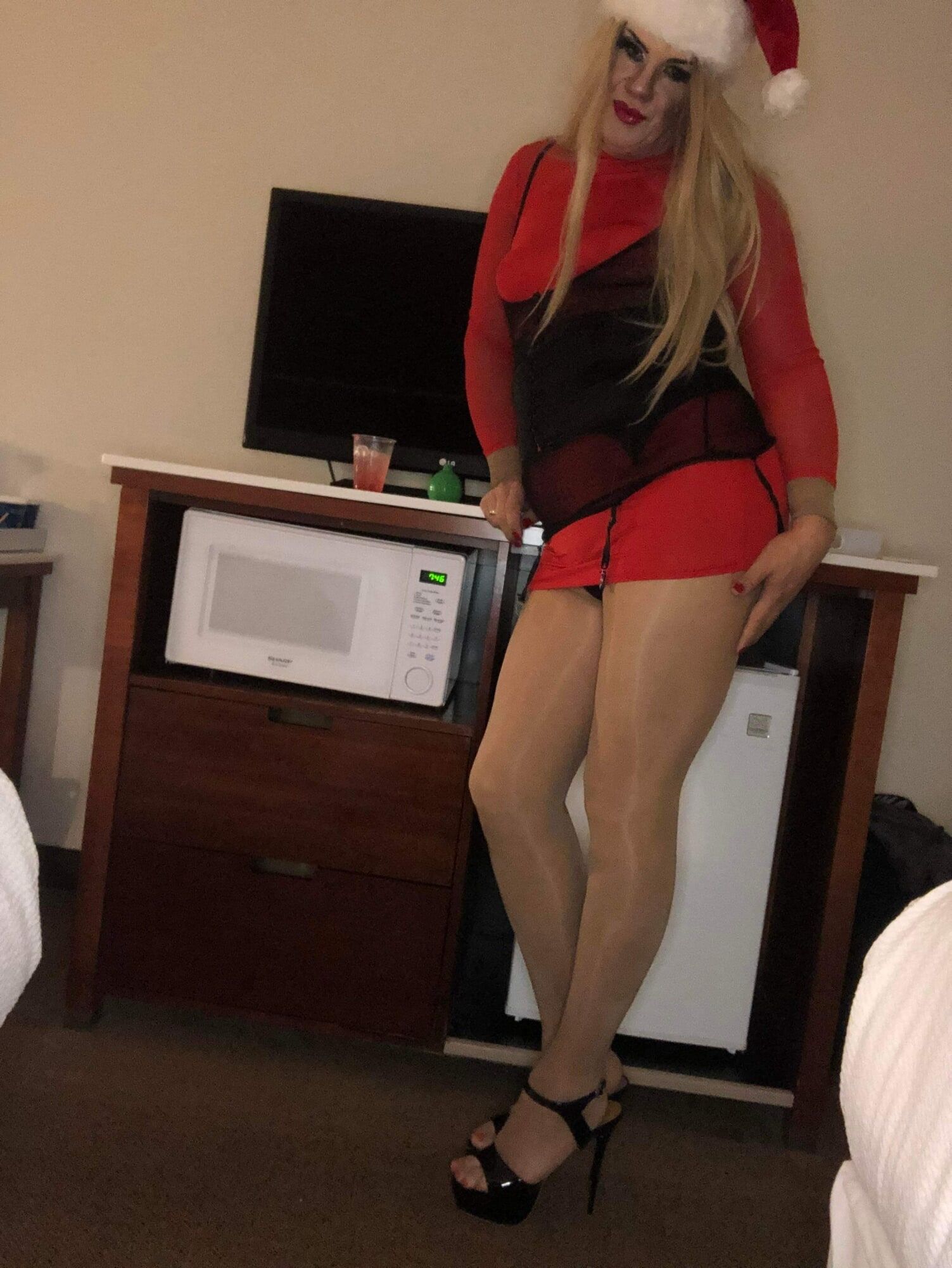 Santa pantyhose girl