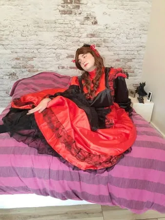 sissy long red dress         