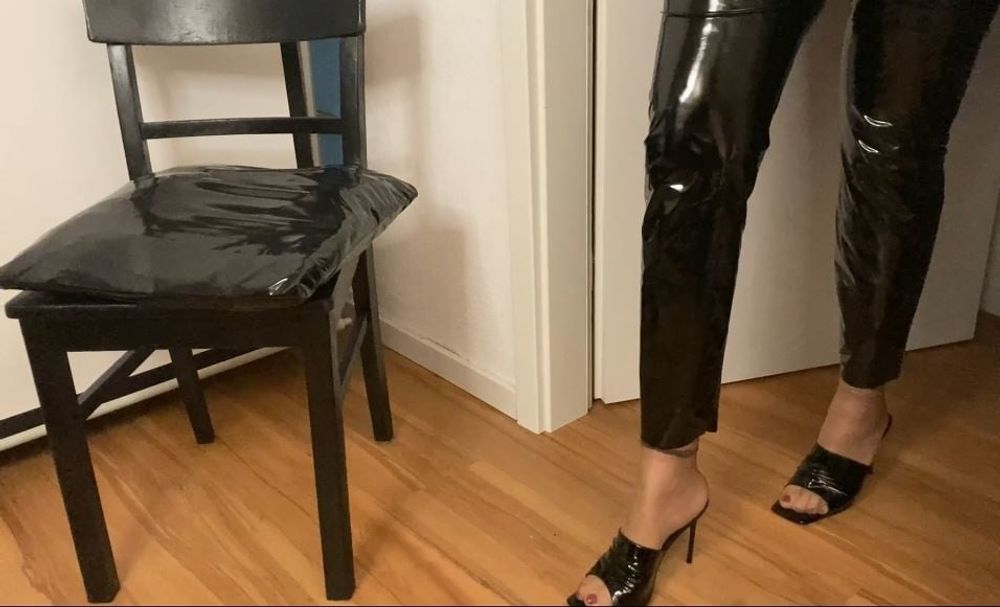 Vinyl Leggings and High Heel Mules #2