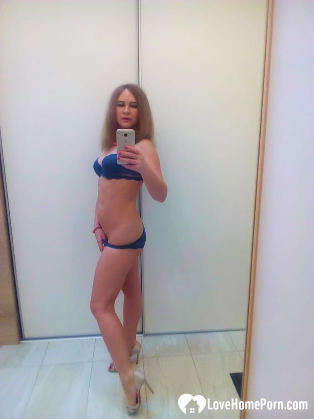 Taking selfies in my new blue lingerie #8