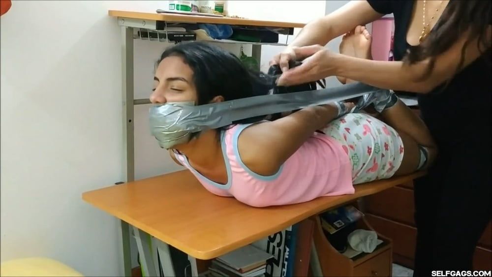 Babysitter Hogtied With Shoe Tied To Her Face - Selfgags #24