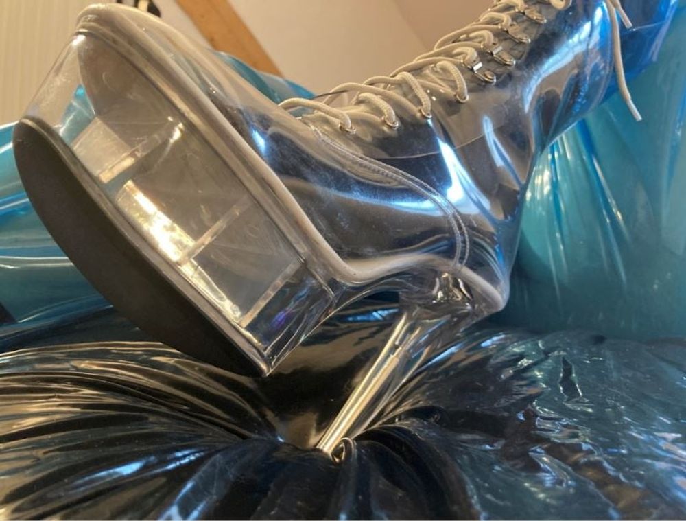 Blue Transparent PVC and Clear PVC Boots 2 #15