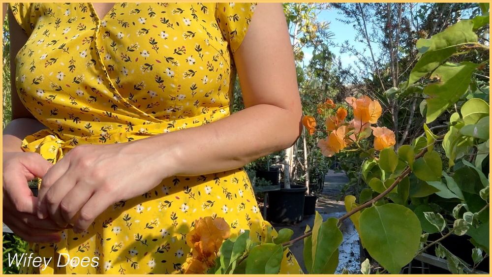 Wifey summer yellow dress public and braless #5