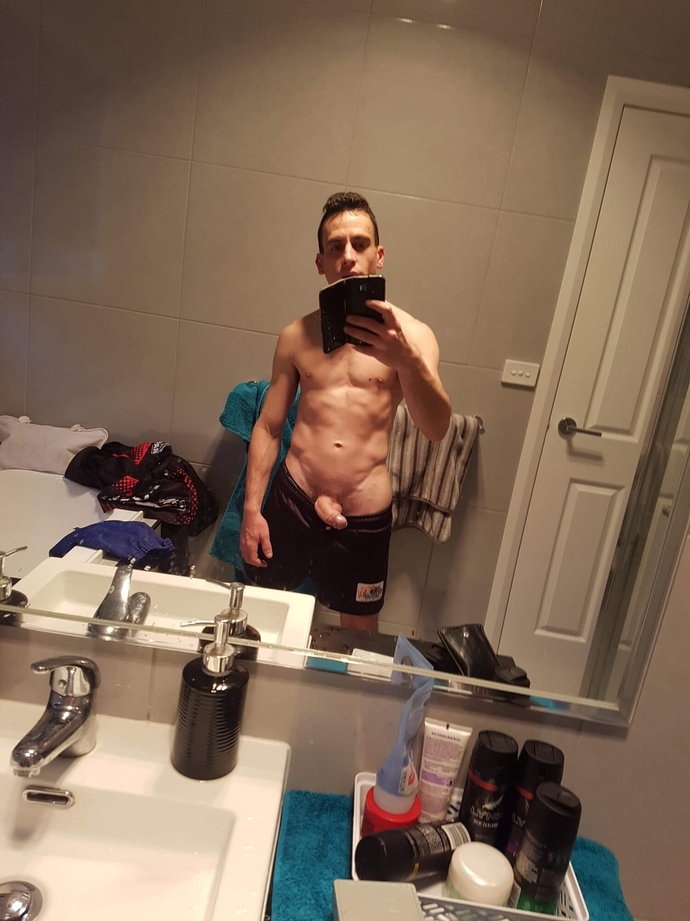 Cock out of footy shorts