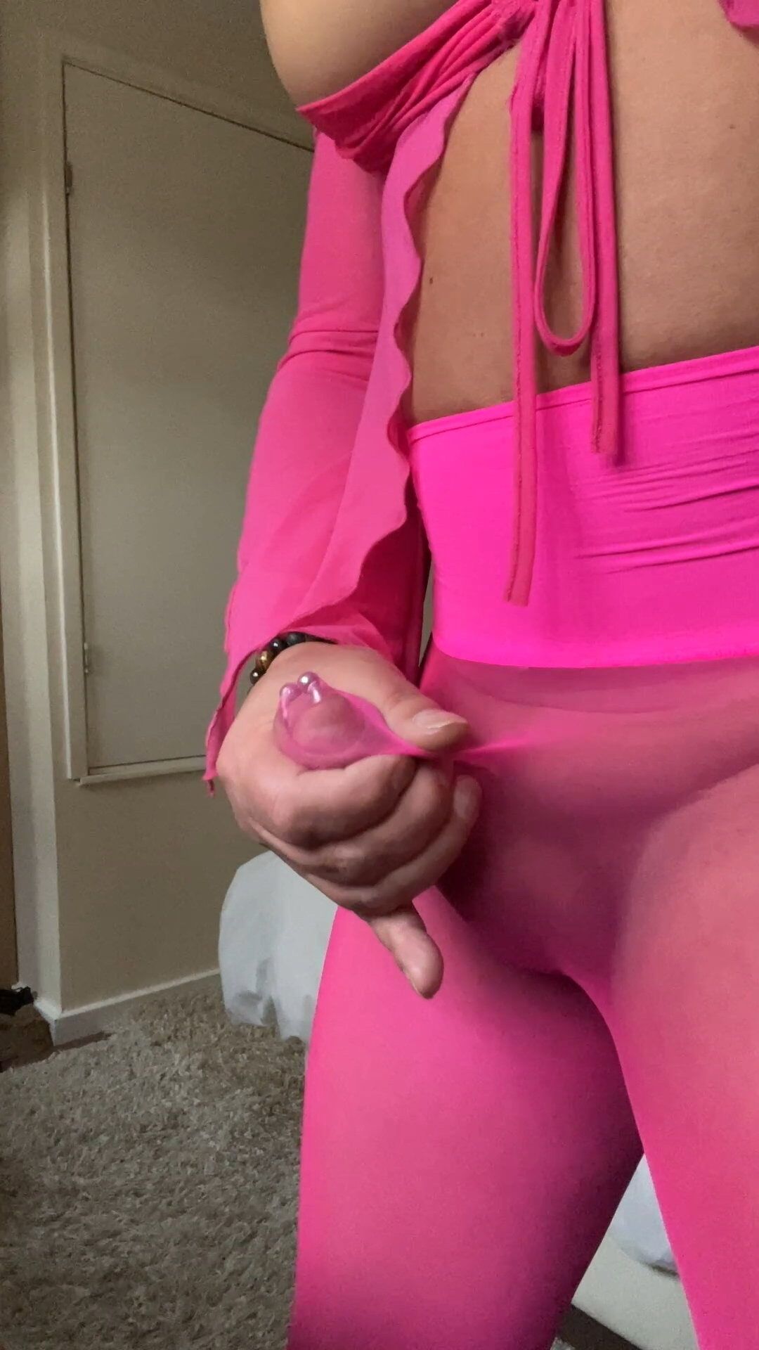 Amateur crossdresser Kellycd2022 in pink seamless pantyhose  #34