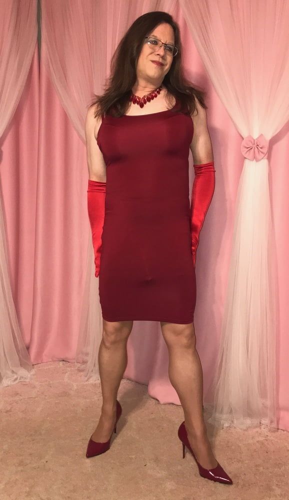 Joanie - Wine Red Pencil Dress #4