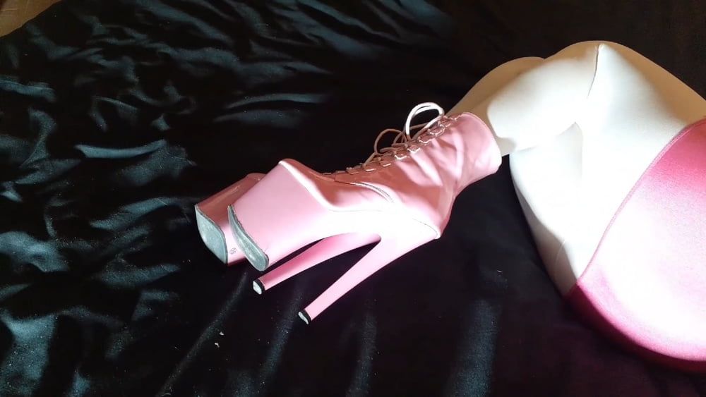 Pink platform heels and white stockings #5