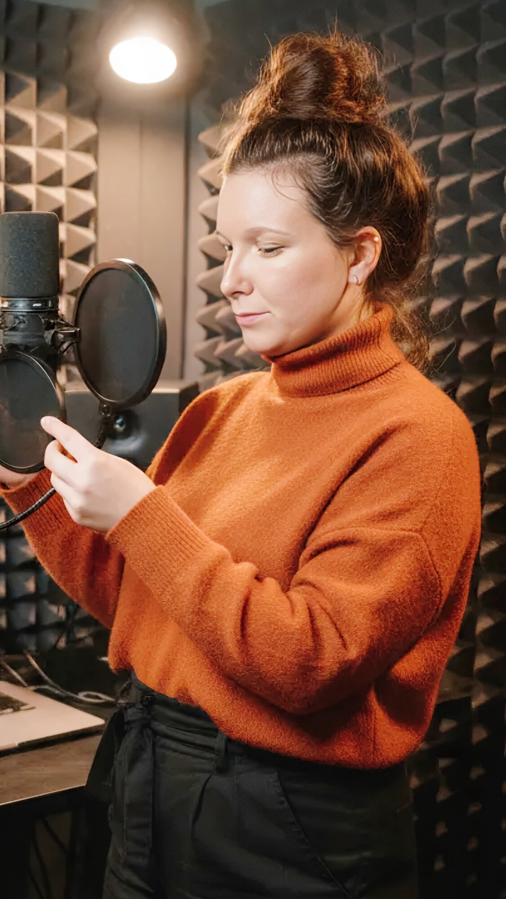 I posed in orange sweaters and nude for my 61f Arab mistress #11