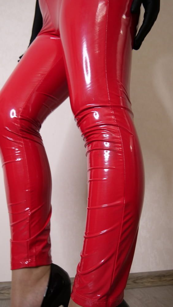 Skirt, panties and red sexy latex leggings #4
