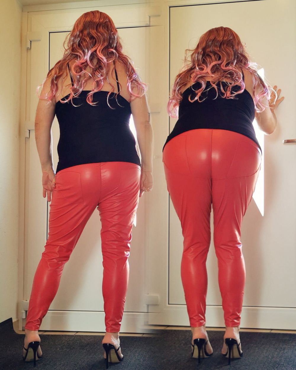 Red Leggings &amp; Sexy Patent Leather Sandals #24