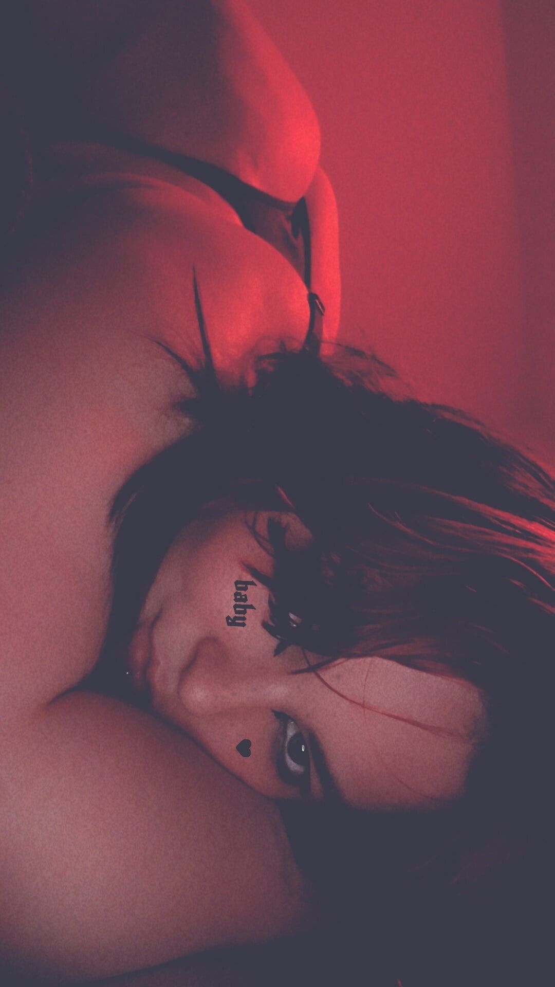 Thick & Curvy goth girl poses in red lighting #18