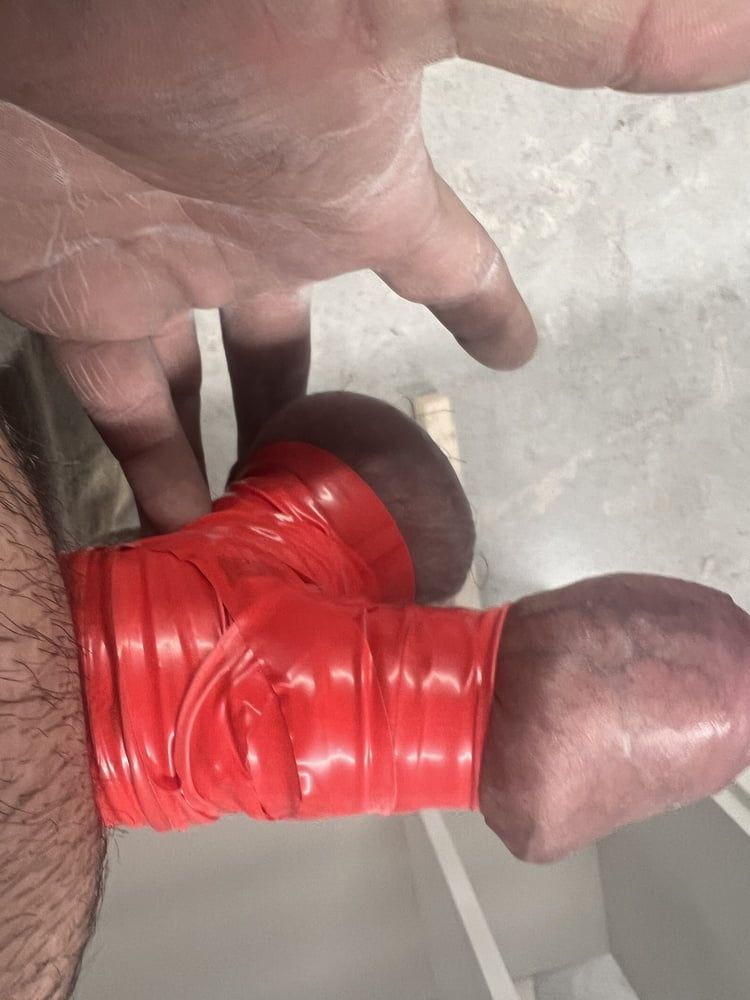 Cock and ball fun with tape and cable ties #6
