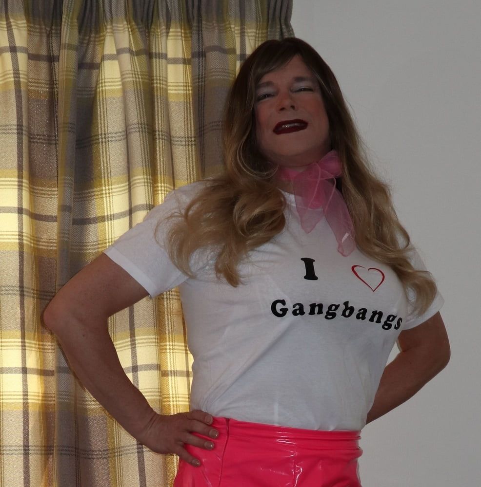 transgender in pink pvc skirt #3