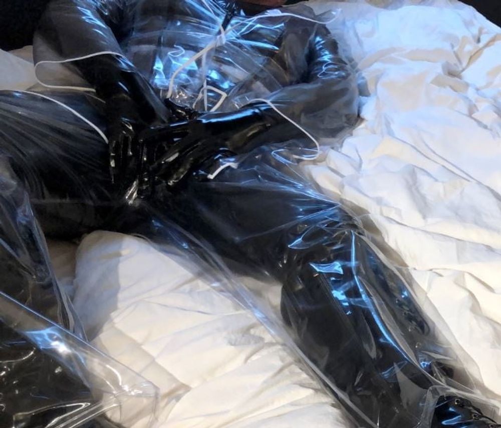 Transparent PVC Plastic Fetish Masturbation #8