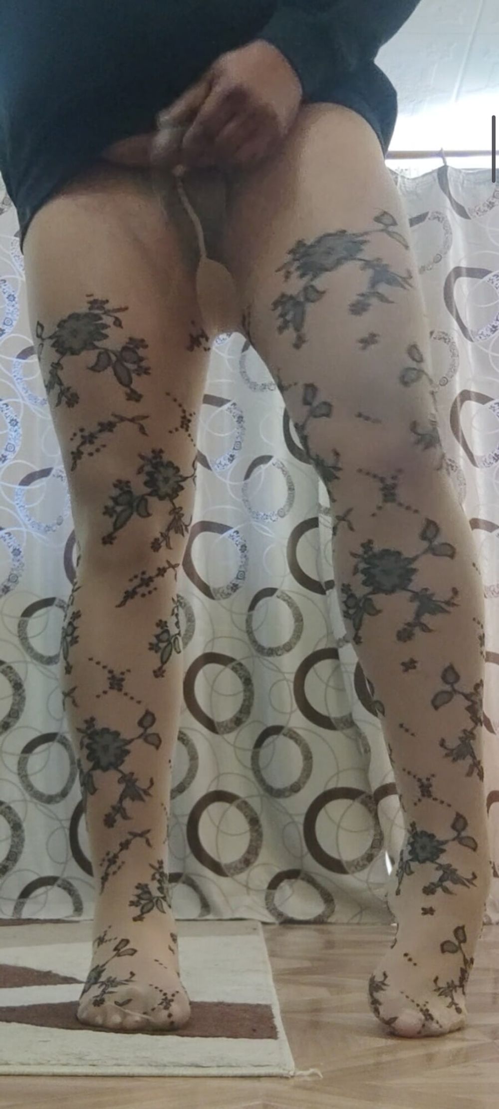 Patterned pantyhose cock masturbation #17