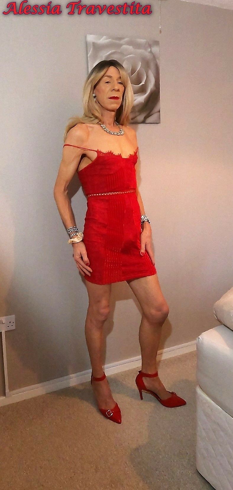 66 Alessia Travestita in Red Velvet Dress #23