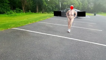 naked parking lot walk         