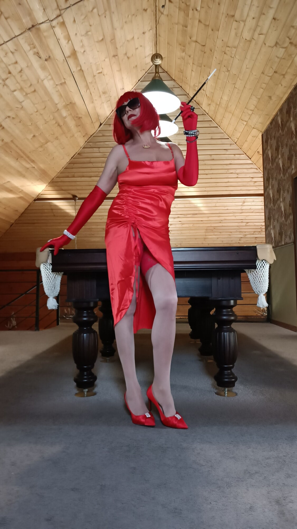Glamour lady in red and mud #22