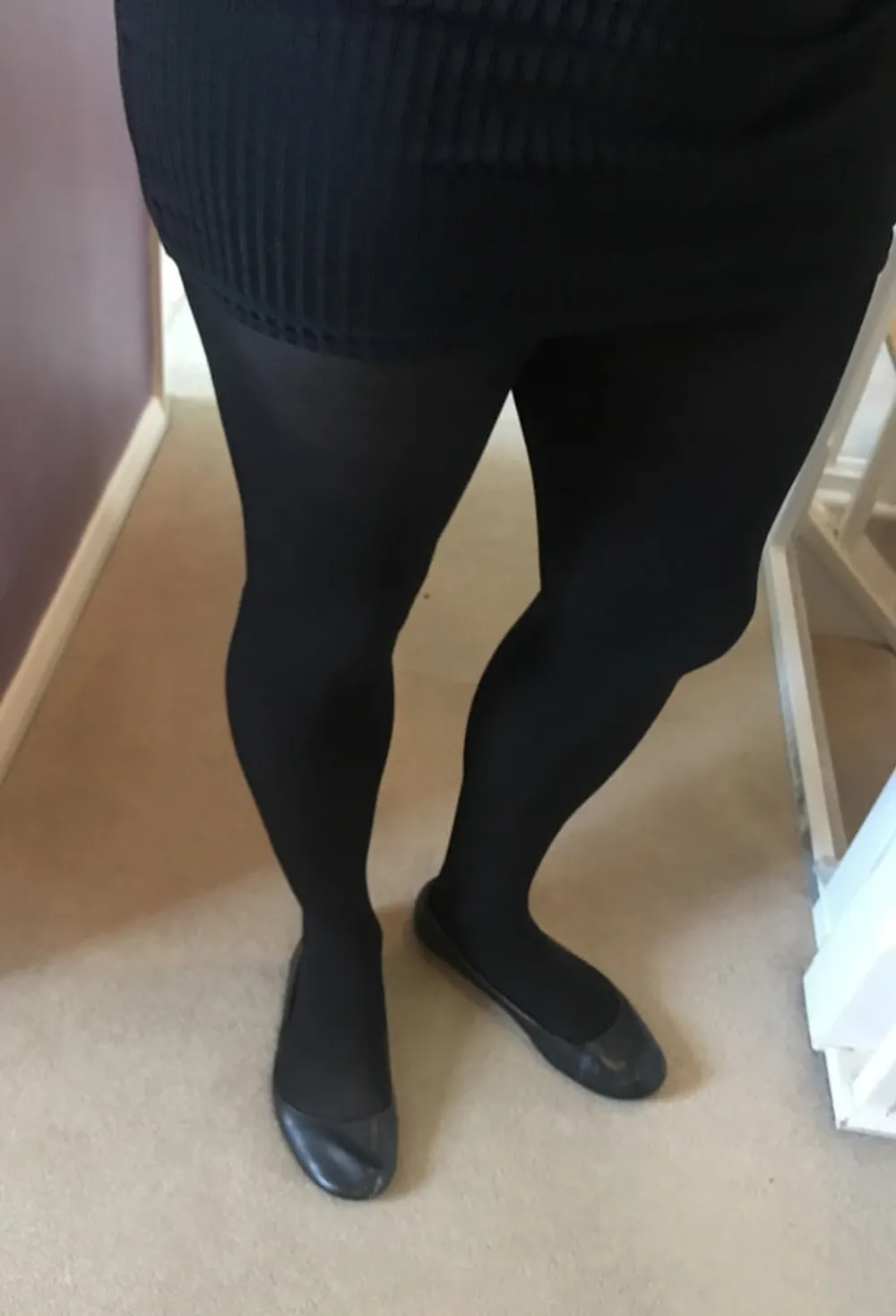 Black seamless tights & tight short skirt #50