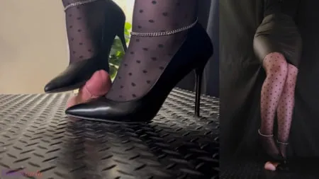 ex girlfriend cock trampling in black stiletto heels         