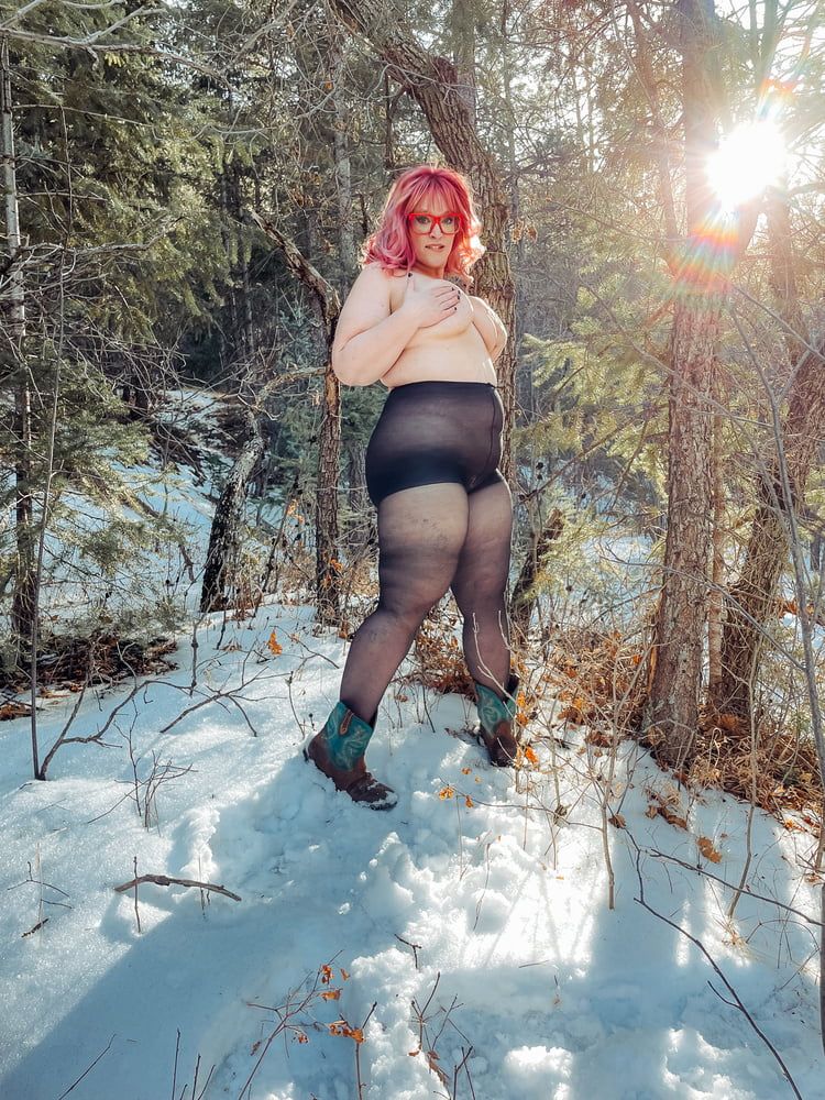 BBW Witch in the woods gets naked in Pantyhose #9