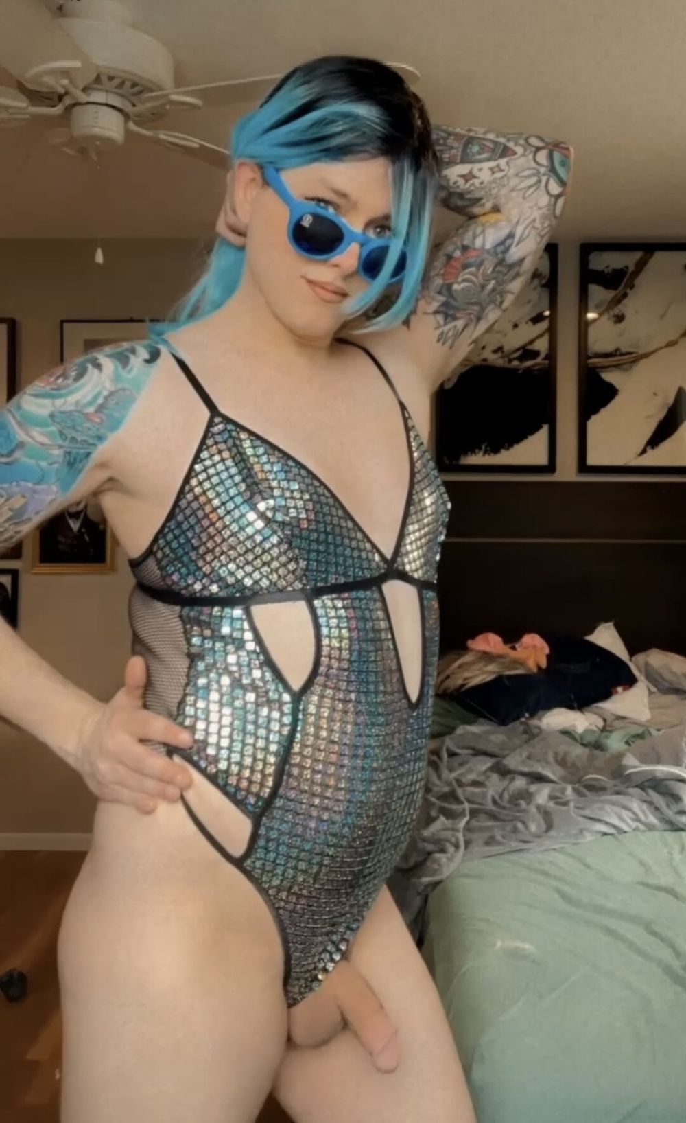 Sexy blue hair Femboy Deanna #32