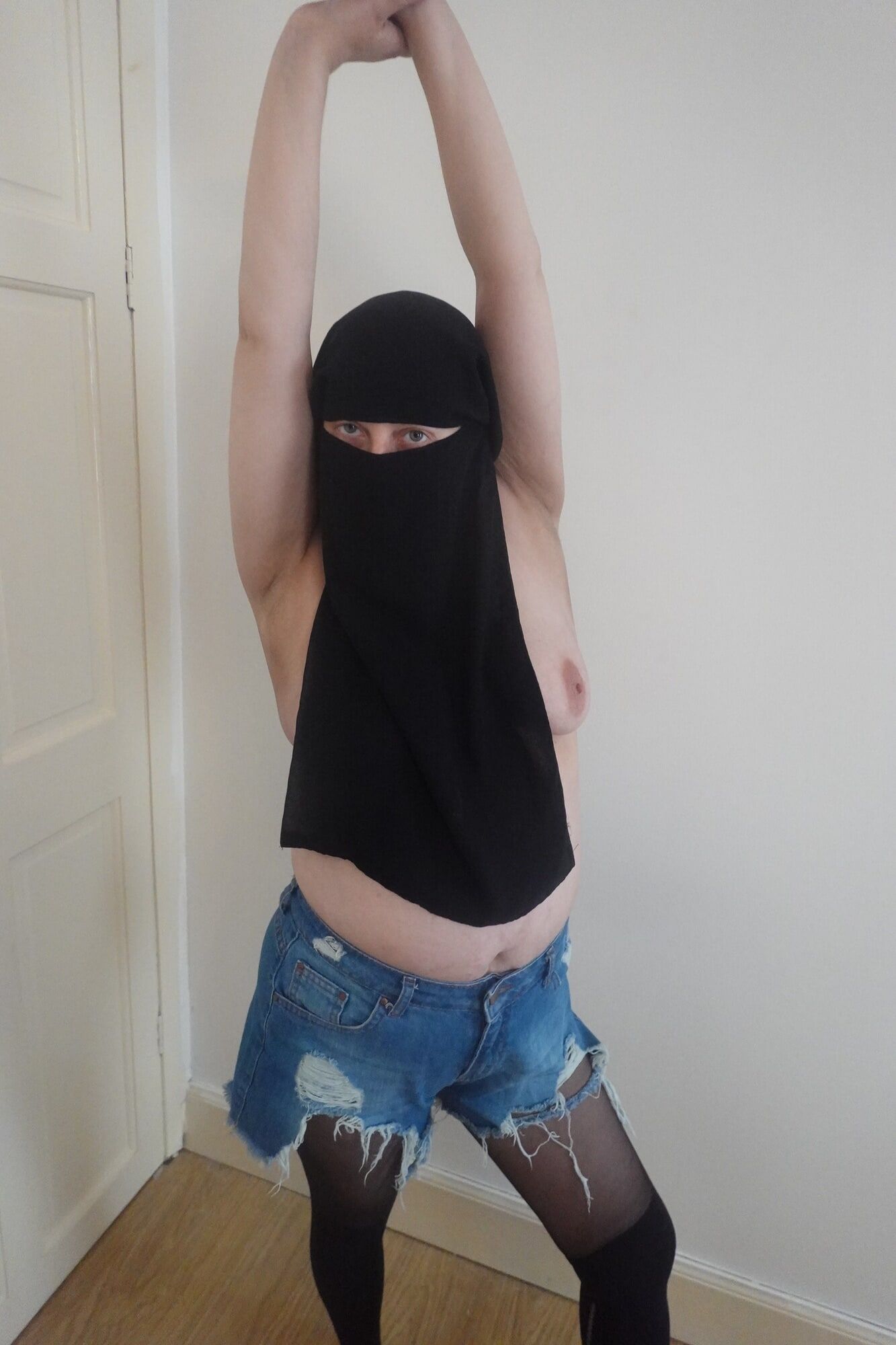 Wearing Shorts and pantyhose in Niqab  #11